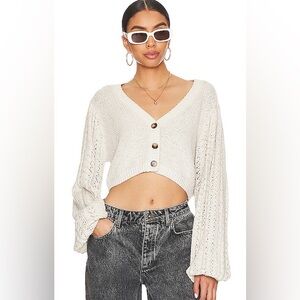Tularosa Revolve Odalis Grey Oatmeal Button Up Oversized Sleeves‎ Cardigan Large